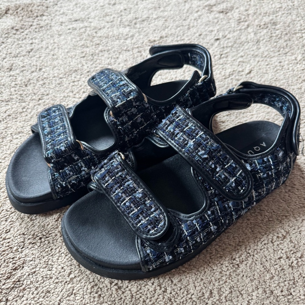 Aqua Margo blue tweed sandals
